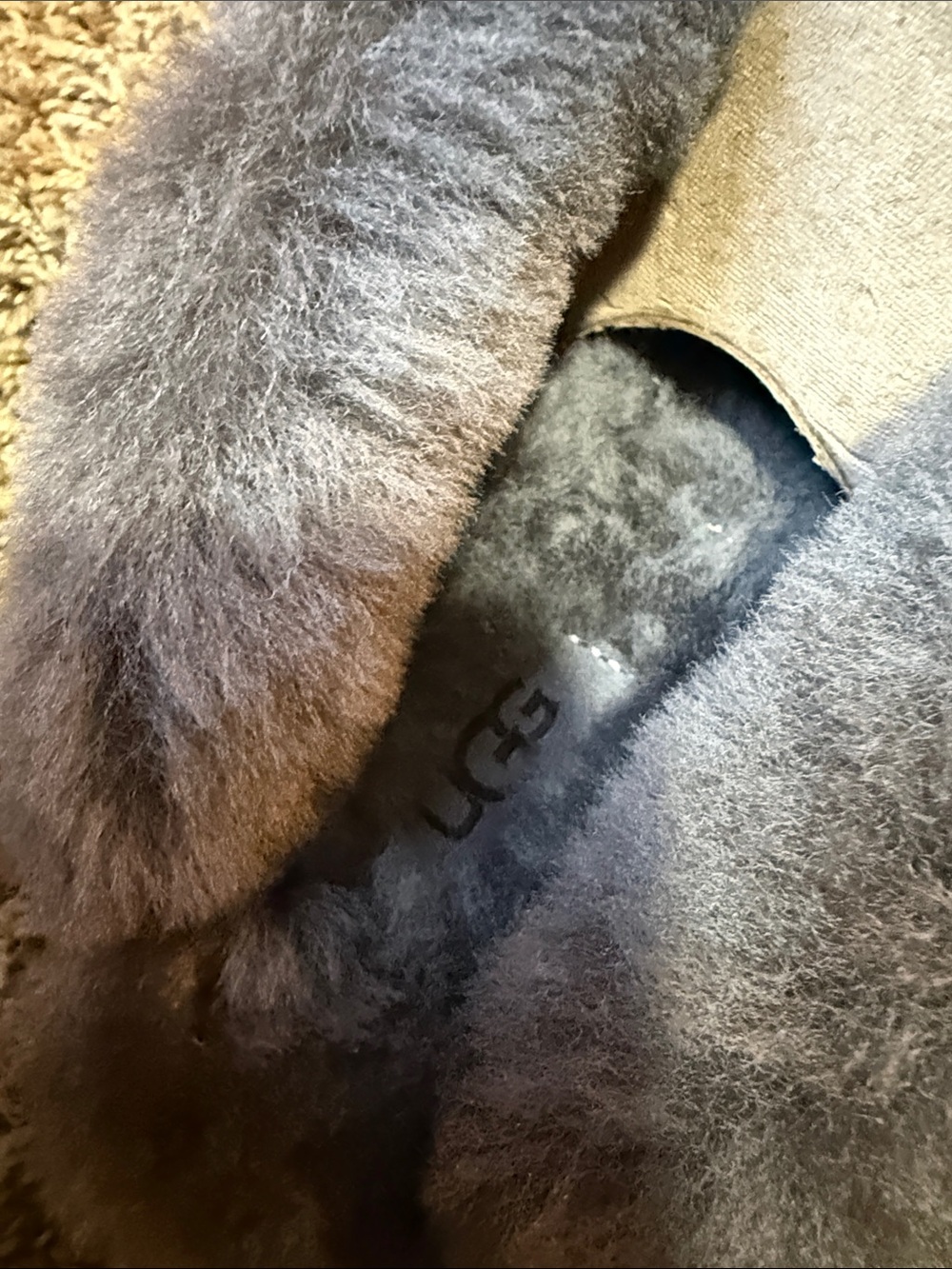 UGG Women's Gray Suede Shearling Slip-On Slippers - Picture 3 of 4